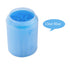 Clear blue pet paw cleaner brush with soft silicone bristles and portable durable plastic bucket design for dog paw washing