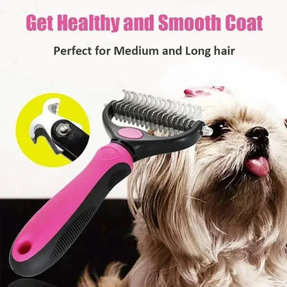 self cleaning pet deshedding brush for dogs and cats, grooming tool for medium and long hair, reduces shedding
