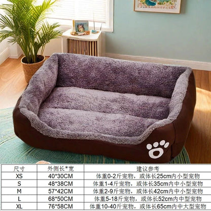 calming plush dog bed for small dogs and puppies, soft warm cushioned pet sofa bed in a cozy home setting