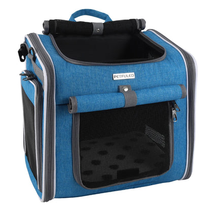 Dog Bike Basket, Expandable Soft-Sided Pet Carrier Backpack With 4 Open Doors, Collapsible Dog Bike Carrier 15 Lbs Soft-Sided Do