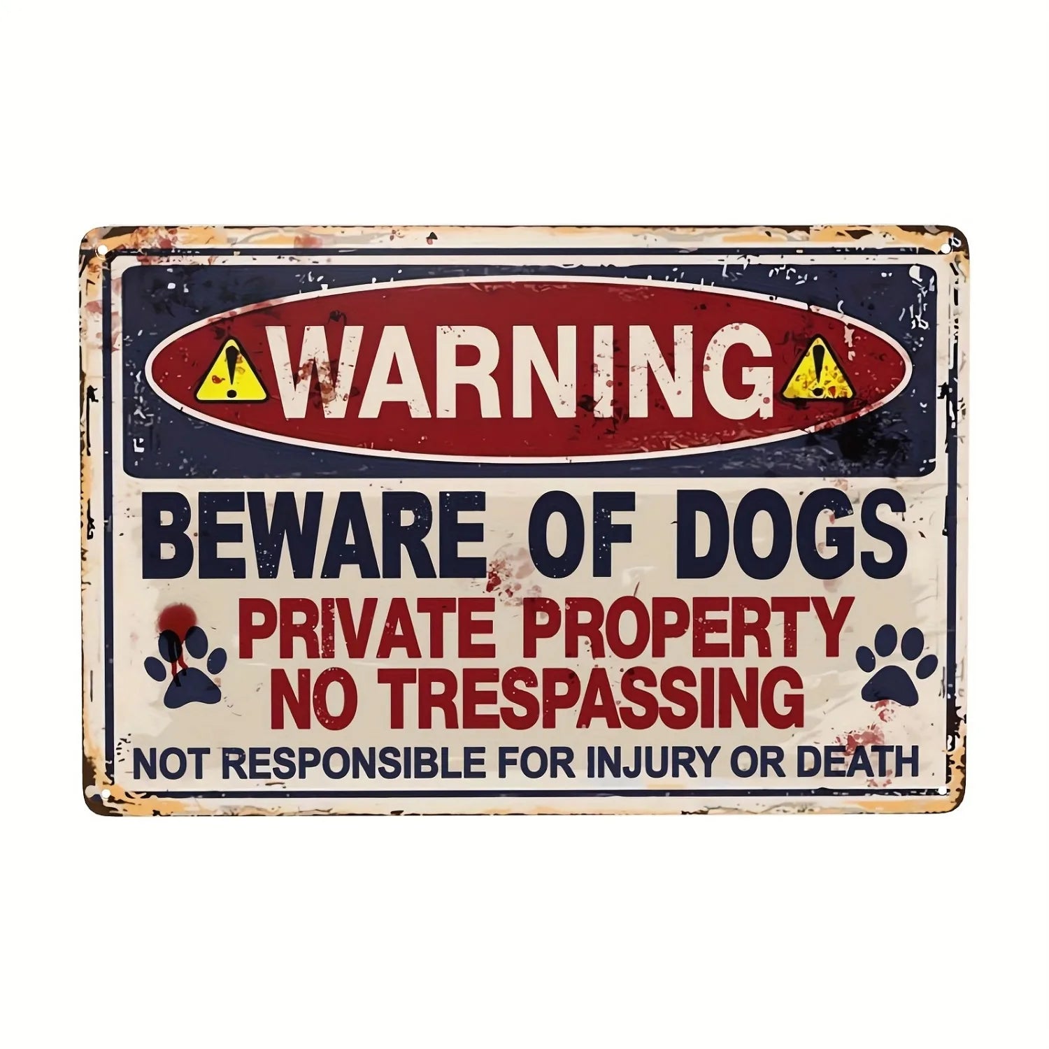 Aluminum Beware of Dog Sign for Outdoor Fence, Gate, Farm, and Home or bar decoration signs made of tin material.