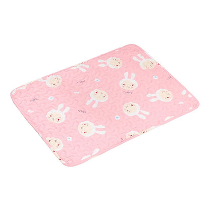 Reusable washable dog pee pad pink rabbit cartoon pet mat for dog training, absorbent and waterproof