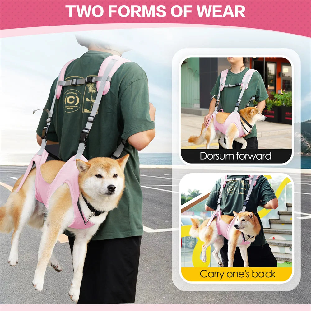 horizontal dog carrier backpack for small dogs, breathable pink pet backpack worn front or back