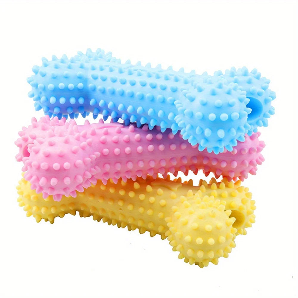 Dog Toys For Small Dogs Indestructible Dog Toy Teeth Cleaning Chew Training Toys Pet Supplies in blue, pink, and yellow.