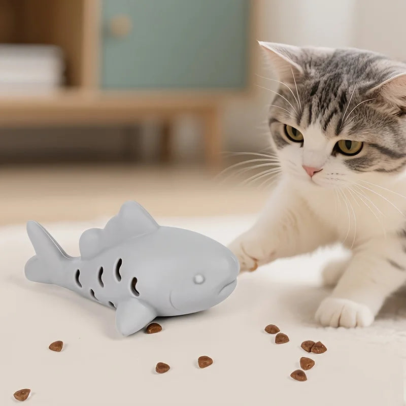 interactive cat and dog toy shark chew toy with treat hiding design for small pets