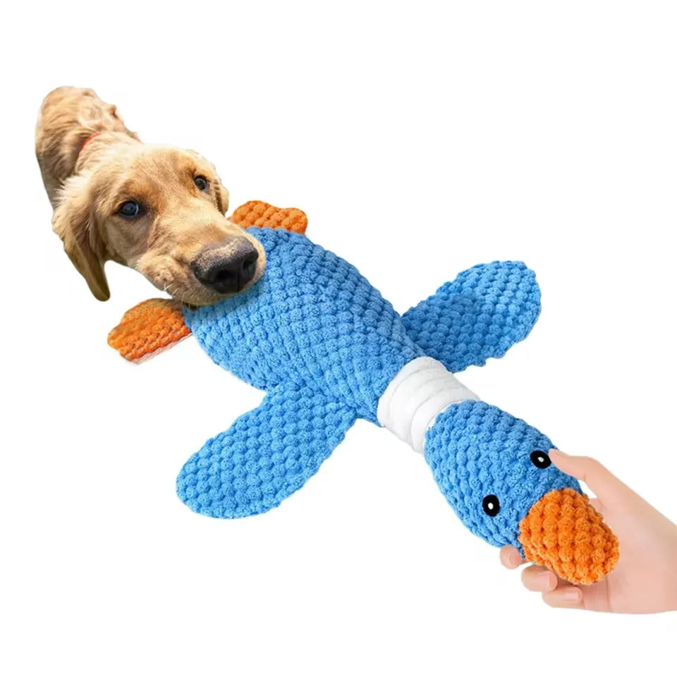 indestructible pet chew toy for aggressive chewers blue plush duck dog chew squeak toy for interactive training and soothing