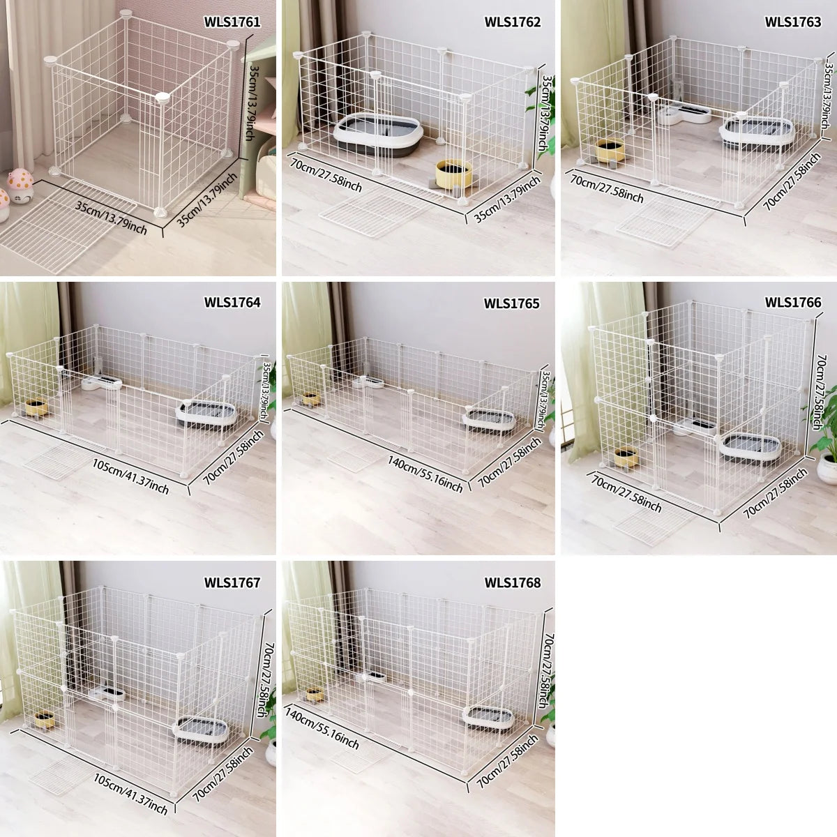 Pet Splicing Fence with Detachable Iron Mesh Gate, Isolation Barrier, Anti-Escape Gate, Indoor Fence, Easy to Assemble, Portable Cage