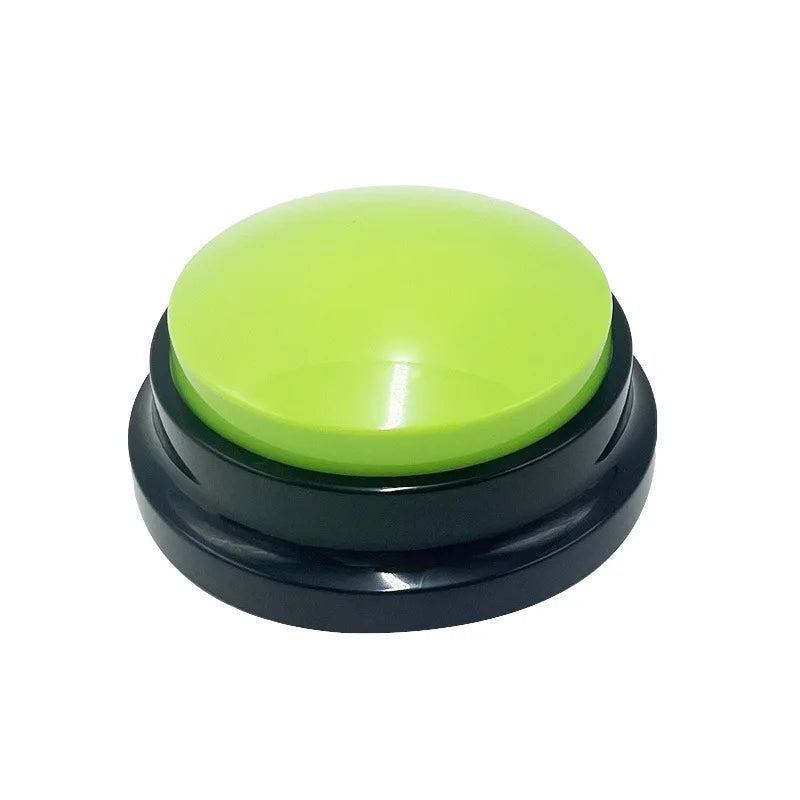 Green dog training communication button with black base for pet interactive learning