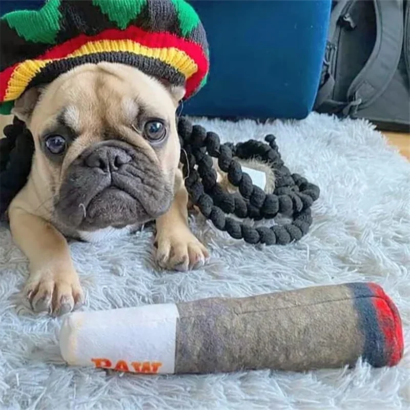 cigar dog toy plush squeaky chew toy for dogs, creative birthday gift, funny interactive pet toy