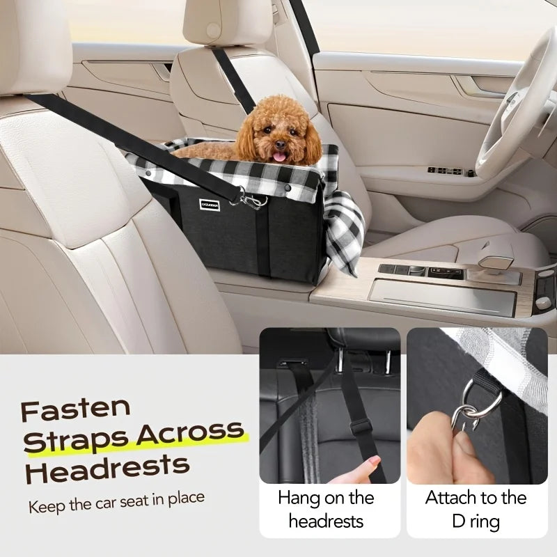 Dog car seat with seat belt support and anti slip design - portable height increasing seat , suitable for small dogs