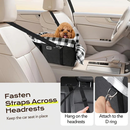 Dog car seat with seat belt support and anti slip design - portable height increasing seat , suitable for small dogs.