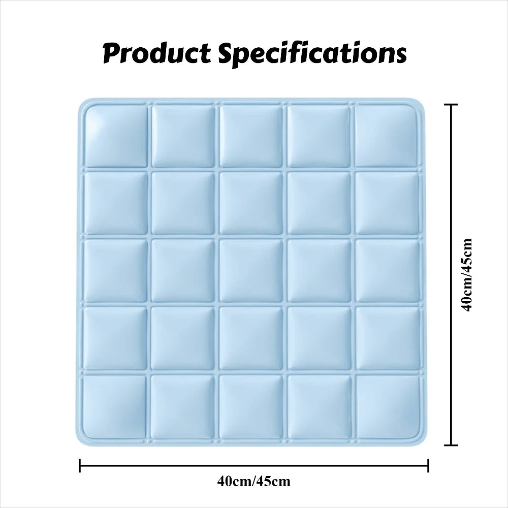 cooling gel pet mat with grid pattern, 40x45cm pet bed mat for indoor and outdoor heat relief