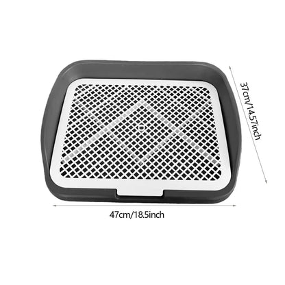 Rectangular plastic dog potty training tray with lattice grid, size 47x37cm
