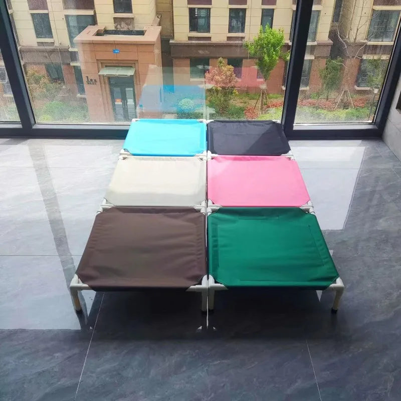 elevated dog camping bed portable foldable pet cot with removable washable fabric for dogs and cats