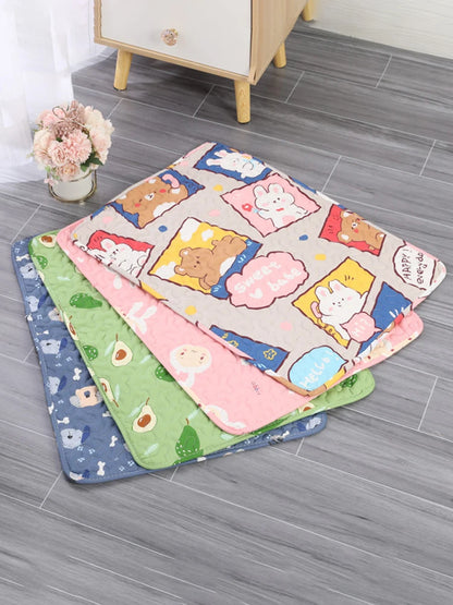 reusable washable dog pee pad colorful cartoon pet mat for dogs, absorbent reusable washable dog pee pad
