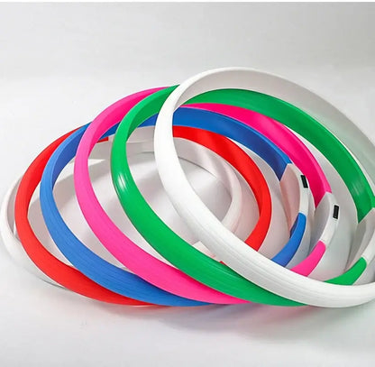 Colorful LED dog collar collection with USB charging, waterproof PVC, and bright glow for small, medium, and large dogs