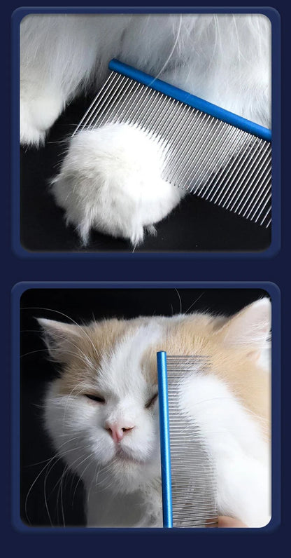 16/19/22cm Stainless Steel Pet Beauty Styling Comb Dog Grooming Combs Long Thick Hair Fur Removal Brush Pet Dog Grooming Combs in use