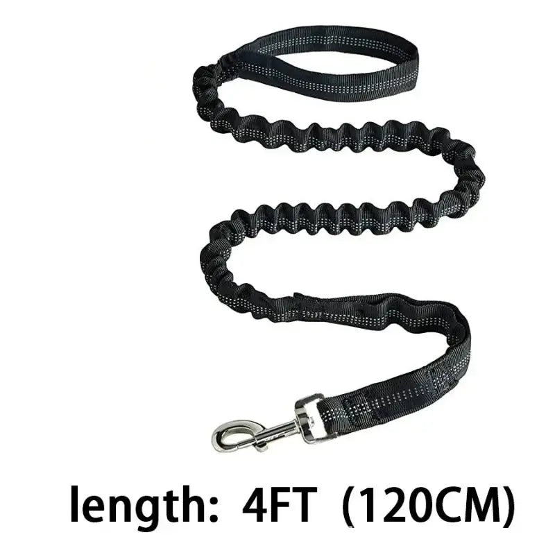 Black 4ft nylon heavy duty dog training collar with handle, adjustable large dog leash collar with metal buckle