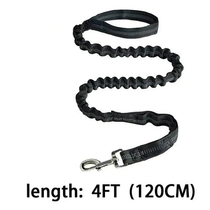 Black 4ft nylon heavy duty dog training collar with handle, adjustable large dog leash collar with metal buckle