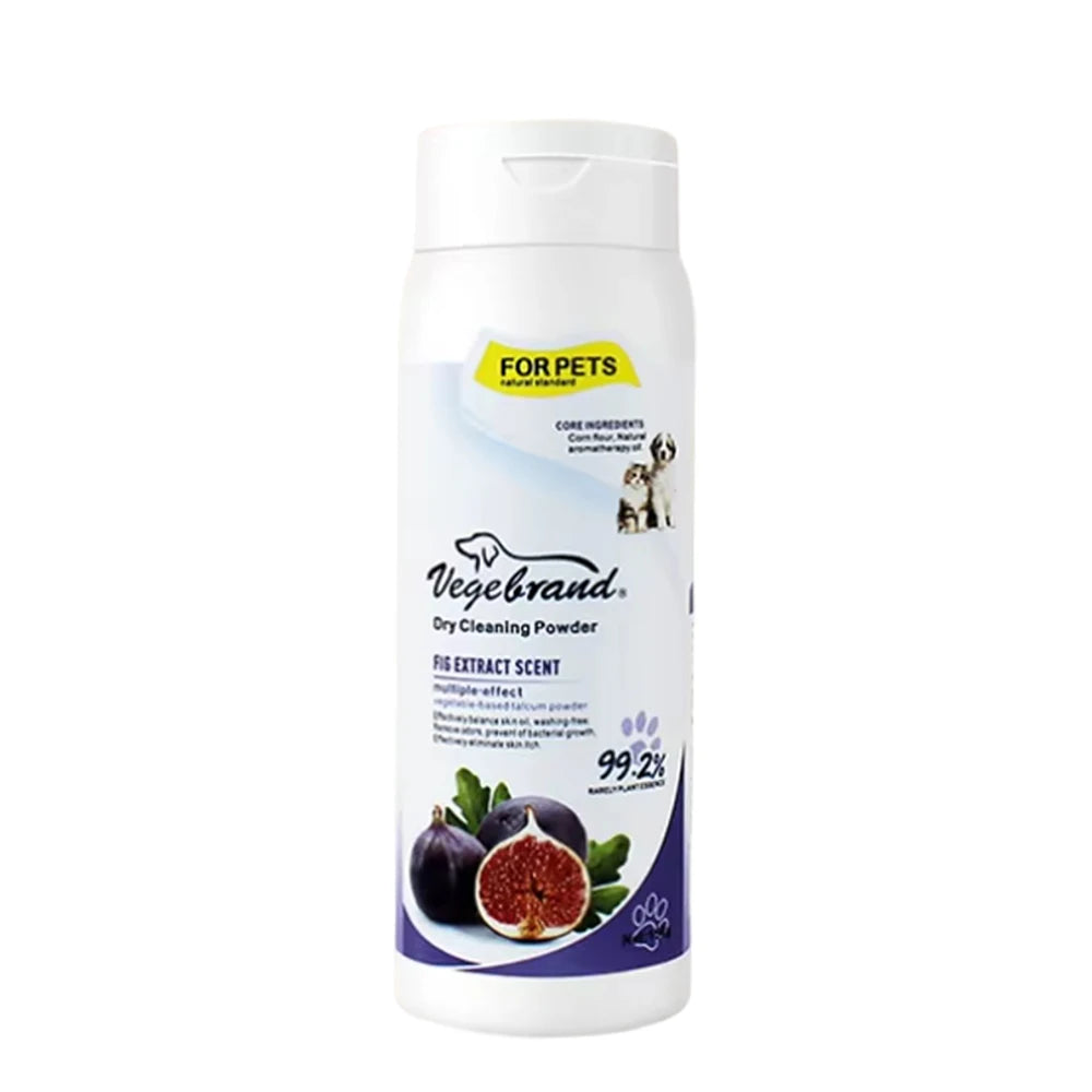 pet dry shampoo powder for dogs and s, fig plant-based waterless odor-elimination dry cleaning powder