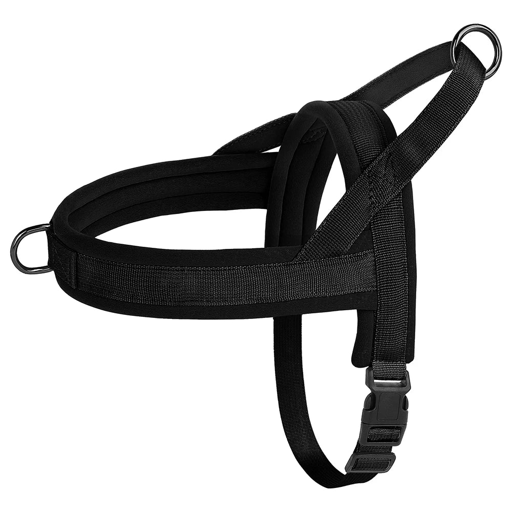 no pull dog harness black padded nylon vest for small medium large dogs, reflective walking harness