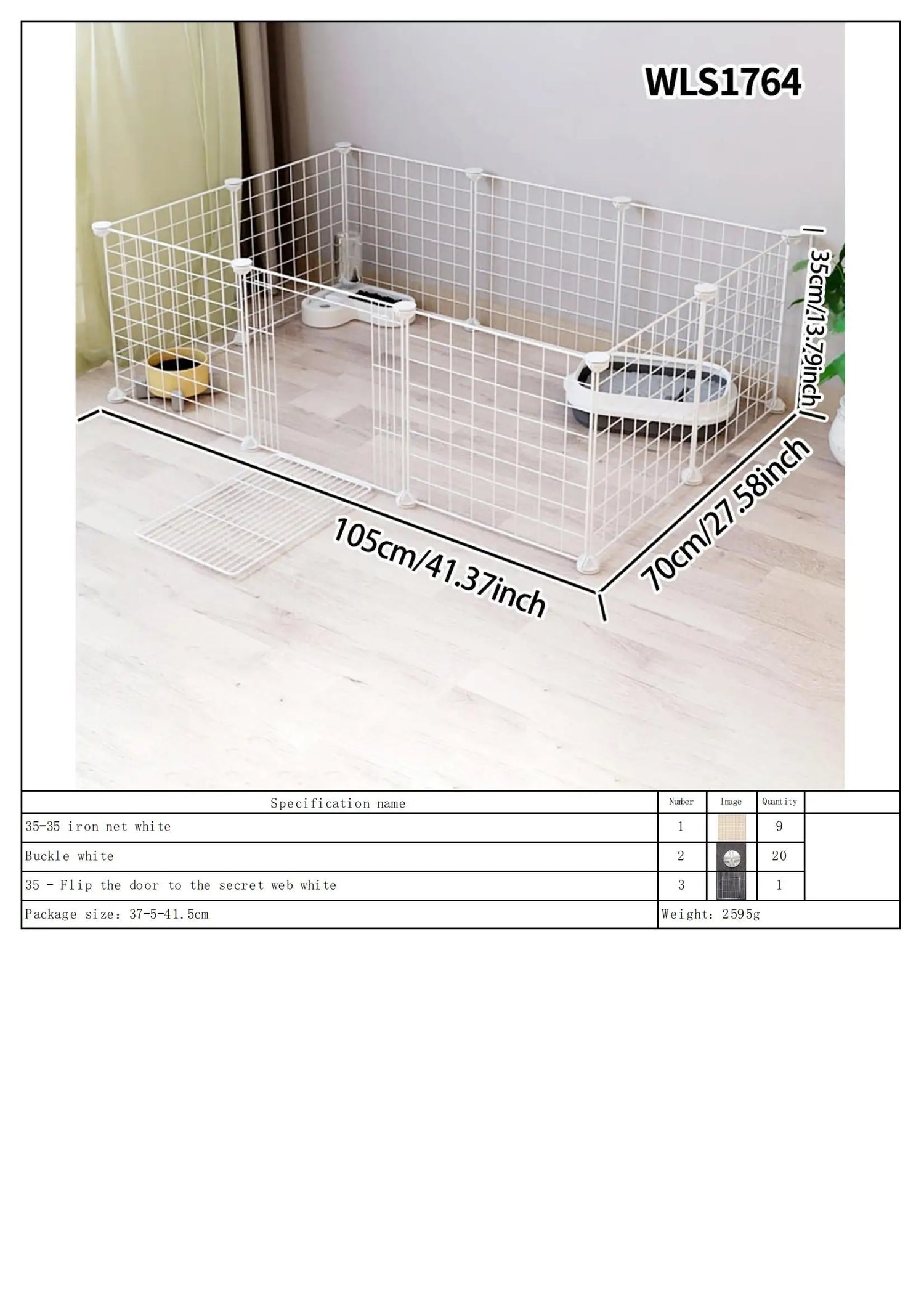 Pet Splicing Fence with Detachable Iron Mesh Gate, Isolation Barrier, Anti-Escape Gate, Indoor Fence, Easy to Assemble, Portable Cage.