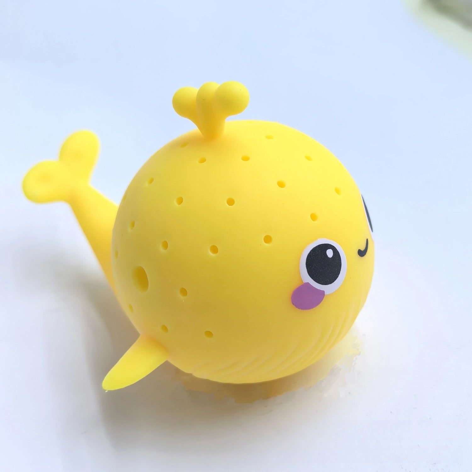 Yellow baby whale bath toys sponge water absorbing squeezing stress relief toy for children, squishy and cute