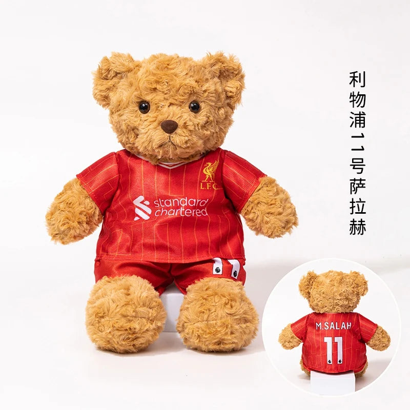 plush football player toy Liverpool teddy bear doll in Salah 11 red jersey souvenir for children