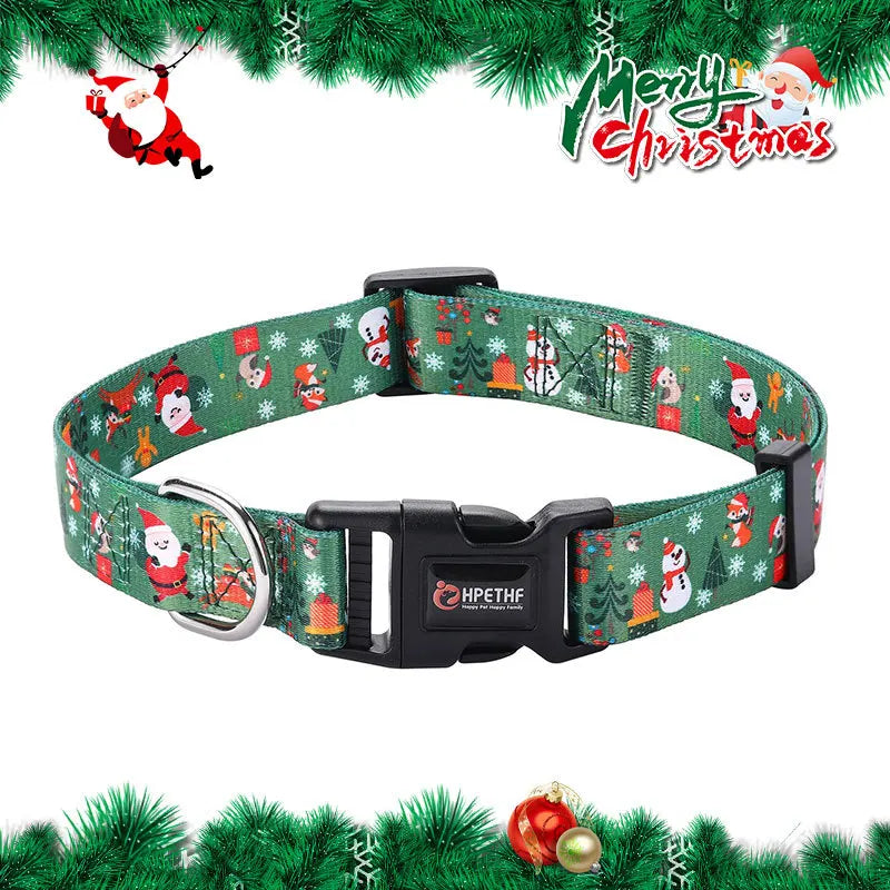 Printed Christmas Dog Collar Pet Collars Adjustable Dog Collars Strong and Durable for Medium Large Dog Collars Pet Accessories