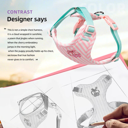 small dog harness leash set with cute plush doll, adjustable stylish puppy vest harness for walking