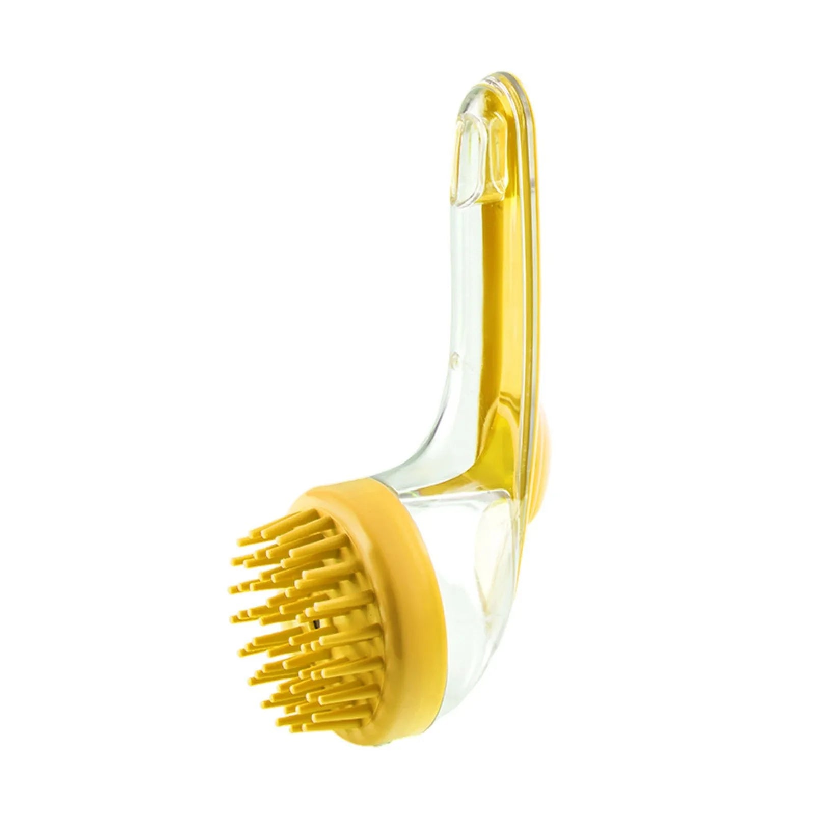 pet bath brush with shampoo dispenser silicone long handle grooming brush for dogs and cats, gentle fur massage