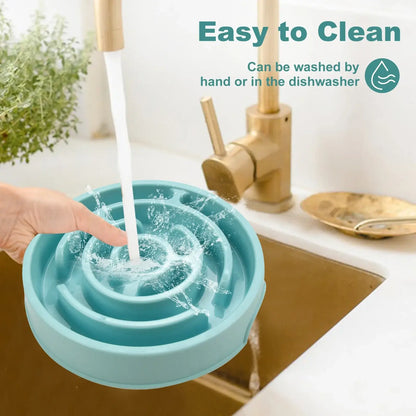 slow feeder dog bowl easy to clean, dishwasher safe anti-gulping maze bowl for dogs and puppies
