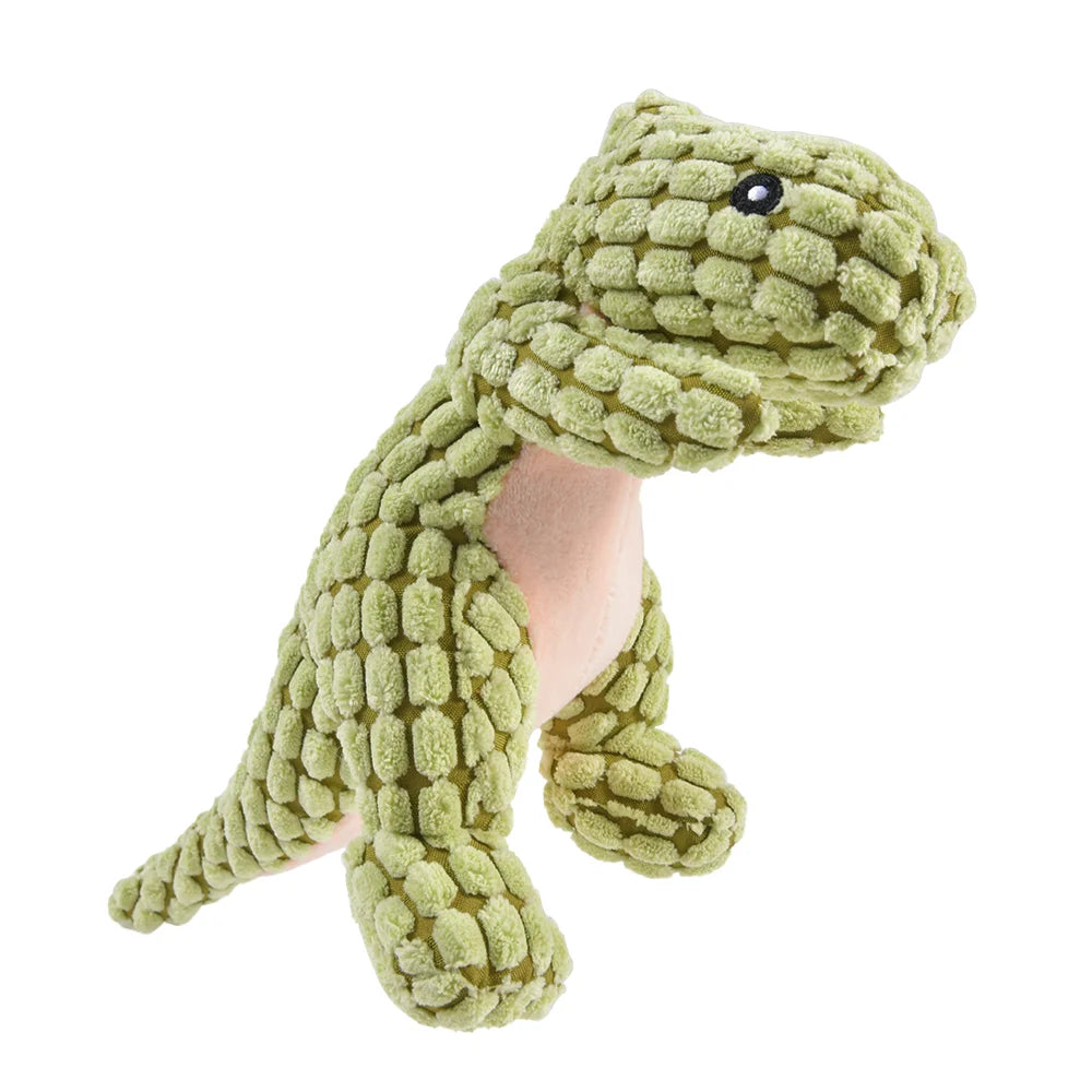 plush dinosaur dog chew toy for small dogs, interactive green dinosaur pet plush toy