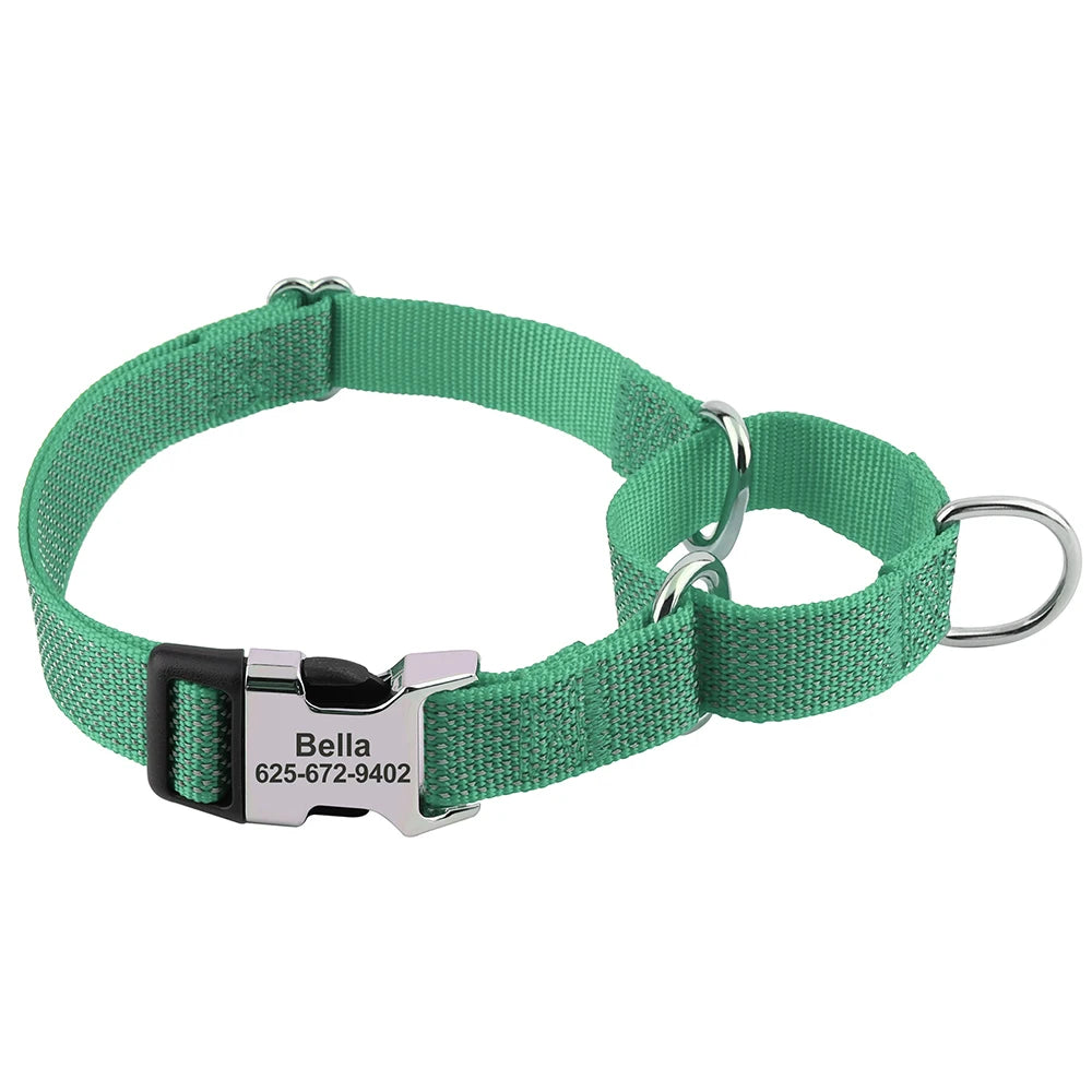Reflective Nylon Dog Collar With Handle Adjustable Dog Collars Pet Training Walking Necklace for Small Medium Large Dogs Pug
