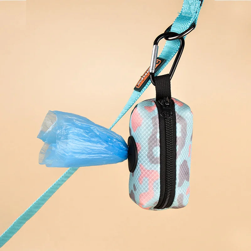 Dog poop bag dispenser with durable leather strap attachment, portable dog poop bag dispenser for walking dogs, without bag or leash