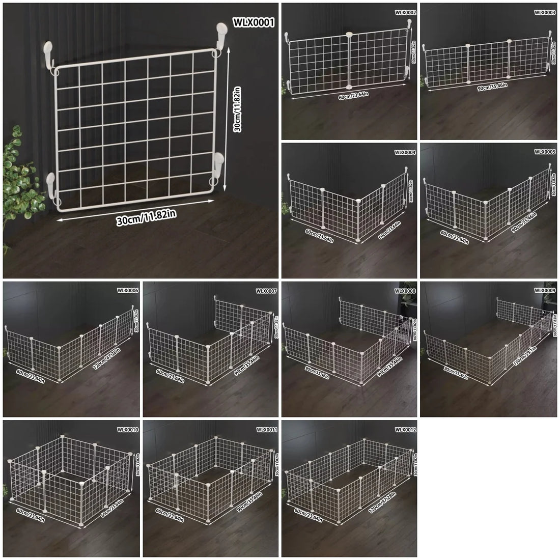 Puppy Fence for Home Indoor Use, Anti-Escape Corgi Dog Fence, Puppy Training Isolation Net - Various configurations displayed
