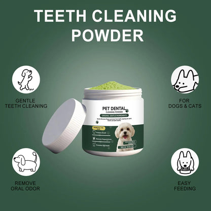 dog teeth cleaning powder for dogs and cats, gentle teeth cleaning, removes oral odor, easy feeding