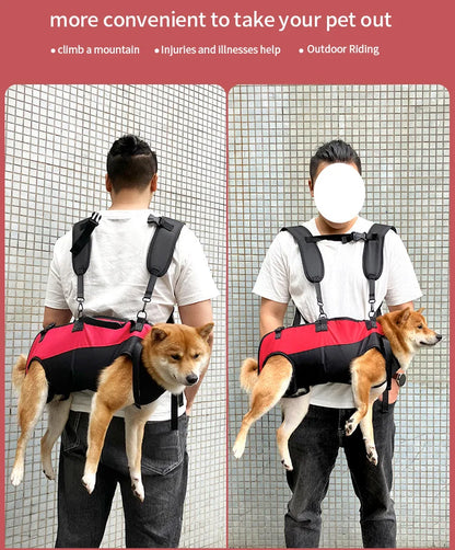dog backpack carrier for hiking and biking breathable pet backpack with belly support and adjustable straps for outdoor riding