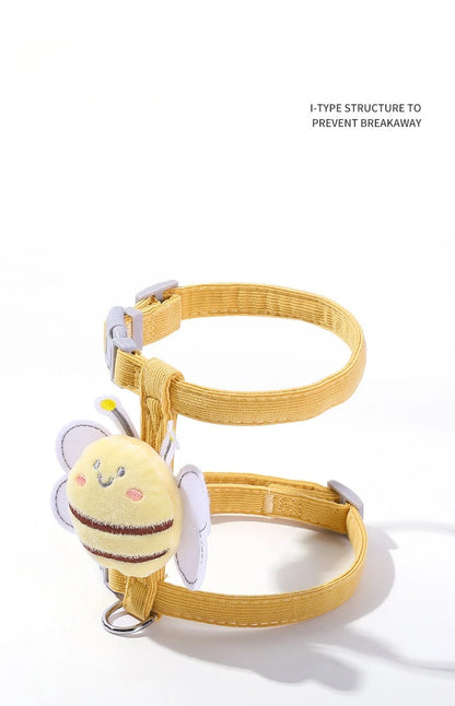 adjustable cat harness and leash set yellow breathable pet harness with bowknot and breakaway design for small cats