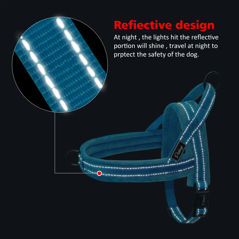 winter dog harness reflective padded vest for small large dogs, soft adjustable nylon no-pull harness