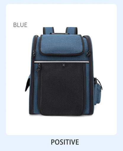 Pet Backpack Portable Breathable Outdoor Foldable Expandable Cat &amp; Dog Backpack Large Capacity Oxford Cloth Cat Carrying Bag