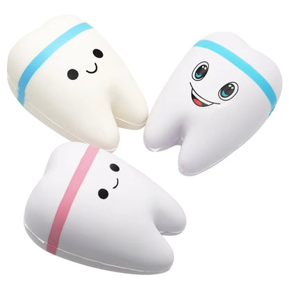 teeth shape squishy toy cute cartoon slow rising stress relief toy for kids, blue and pink
