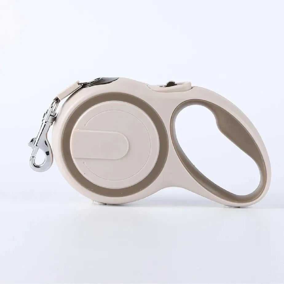 Beige nylon dog leash rope retractable pet leash with quick release clip for small, medium and large dogs and cats