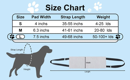 Dog Lift Harness Adjustable Dog Sling for Back Legs Support Rehab Harness for Weak Rear Legs Pet Aid Assist Tool For Elderly Dog size chart