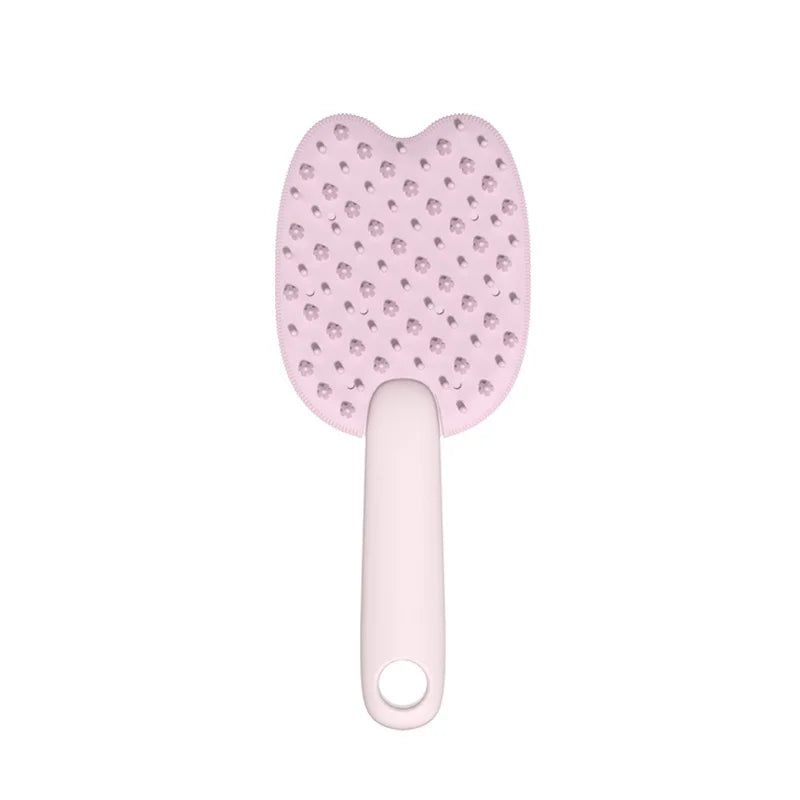 Pink 2 in 1 pet hair remover grooming brush for dogs and cats, ABS plastic deshedding comb with massage pins