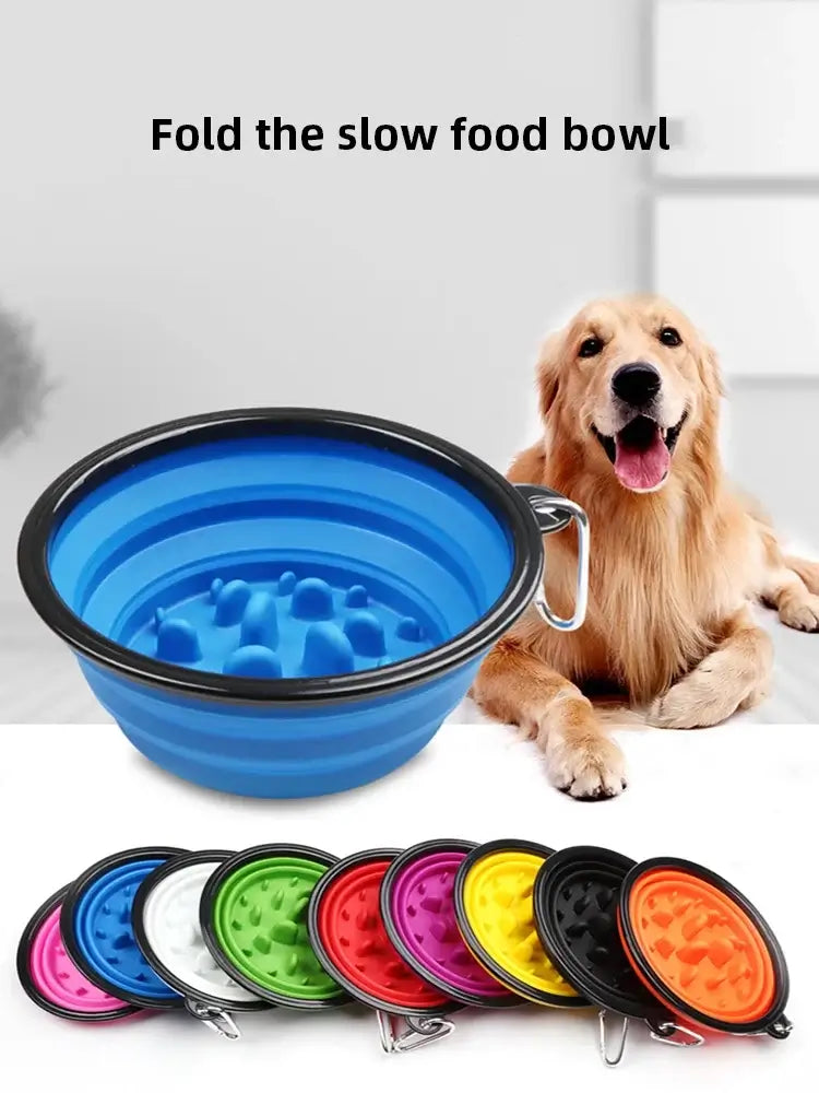 foldable slow feeder bowl for dogs and cats, portable anti-choking pet bowl for travel and outdoor feeding