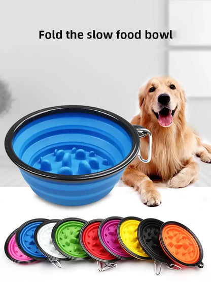 foldable slow feeder bowl for dogs and cats, portable anti-choking pet bowl for travel and outdoor feeding