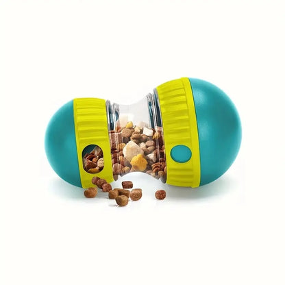 interactive dog treat dispenser toy for slow feeding, plastic pet toy dispensing kibble and snacks for healthy eating