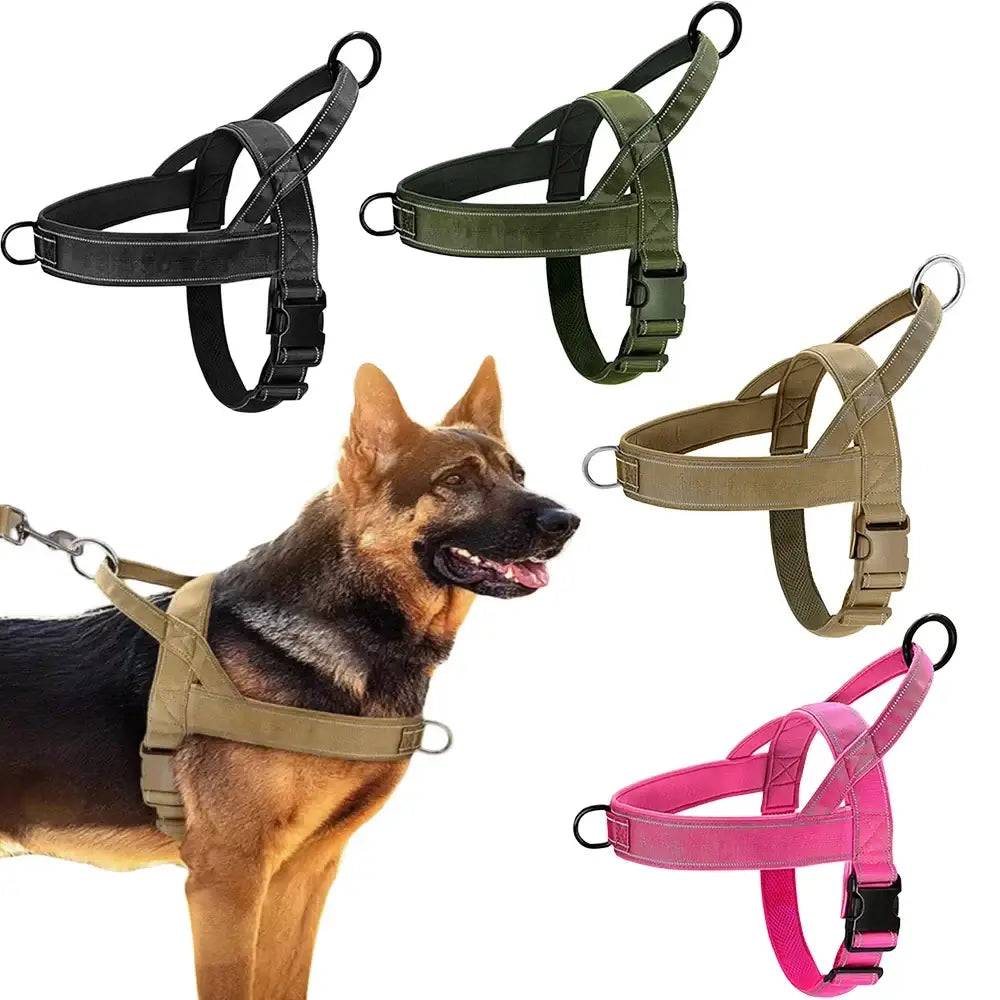 anti-pull dog harness for large dogs tactical 1000D nylon adjustable training vest with handle and reflective