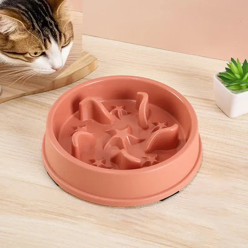 slow feeder pet bowl for cats and small dogs, anti-slip anti-tip feeding dish to help prevent choking